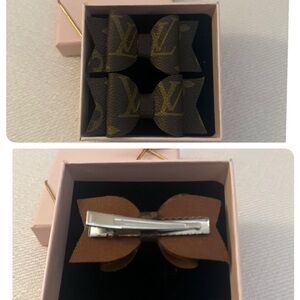 Authentic Upcycled Set of (2) Bow Clips